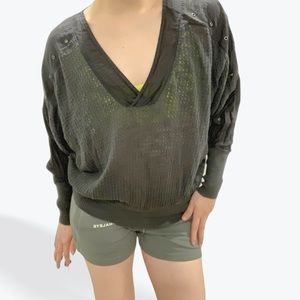 charcoal gray waffle knit black size small oversized relax fit oversized fp